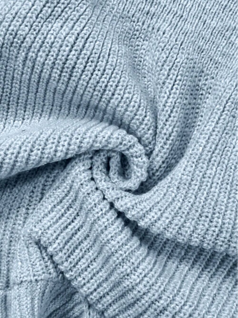 Baby Blue Casual Women's V-Neck Knit Top - Picture 7 of 7